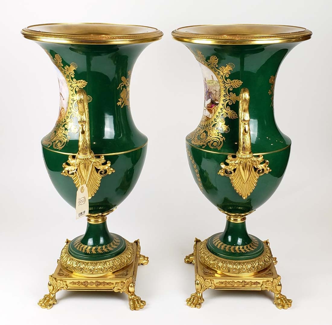Magnificent Large Pair of 19th C. Sevres Porcelain Urns - 8