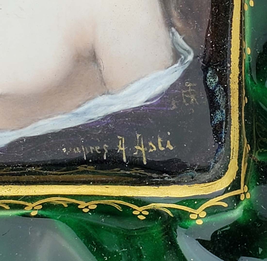 19th C. Limoges Enamel Tray Signed - 4