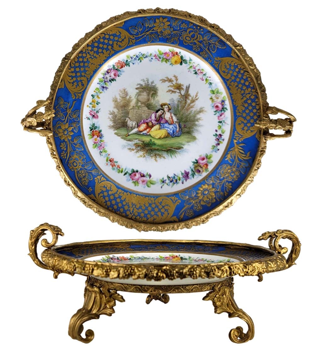 19th C. English Bronze Mounted " Spode " Hand Painted Porcelain Centerpiece (1 of 13)