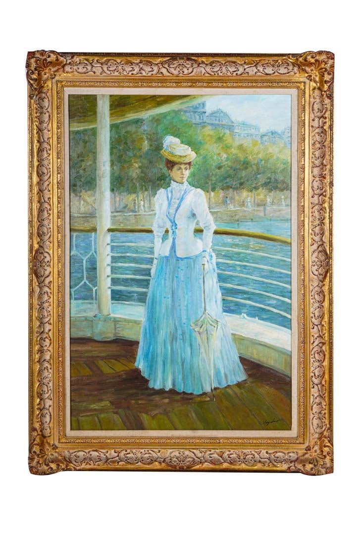 Late 19th C. Oil on Canvas of Victorian Woman Signed (1 of 8)