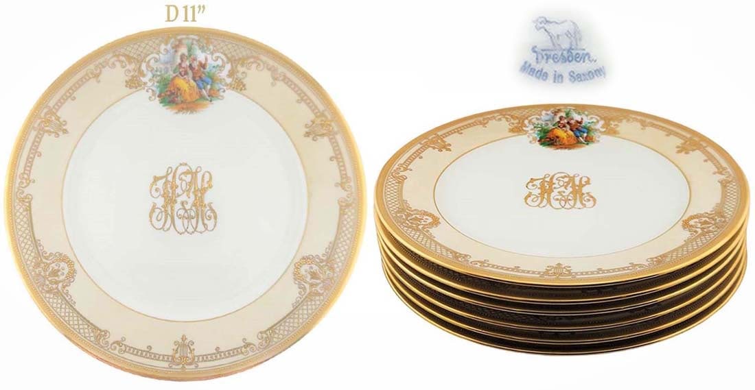 72Pcs Dresden Lamb Porcelain Hand Painted Tea Set - 12