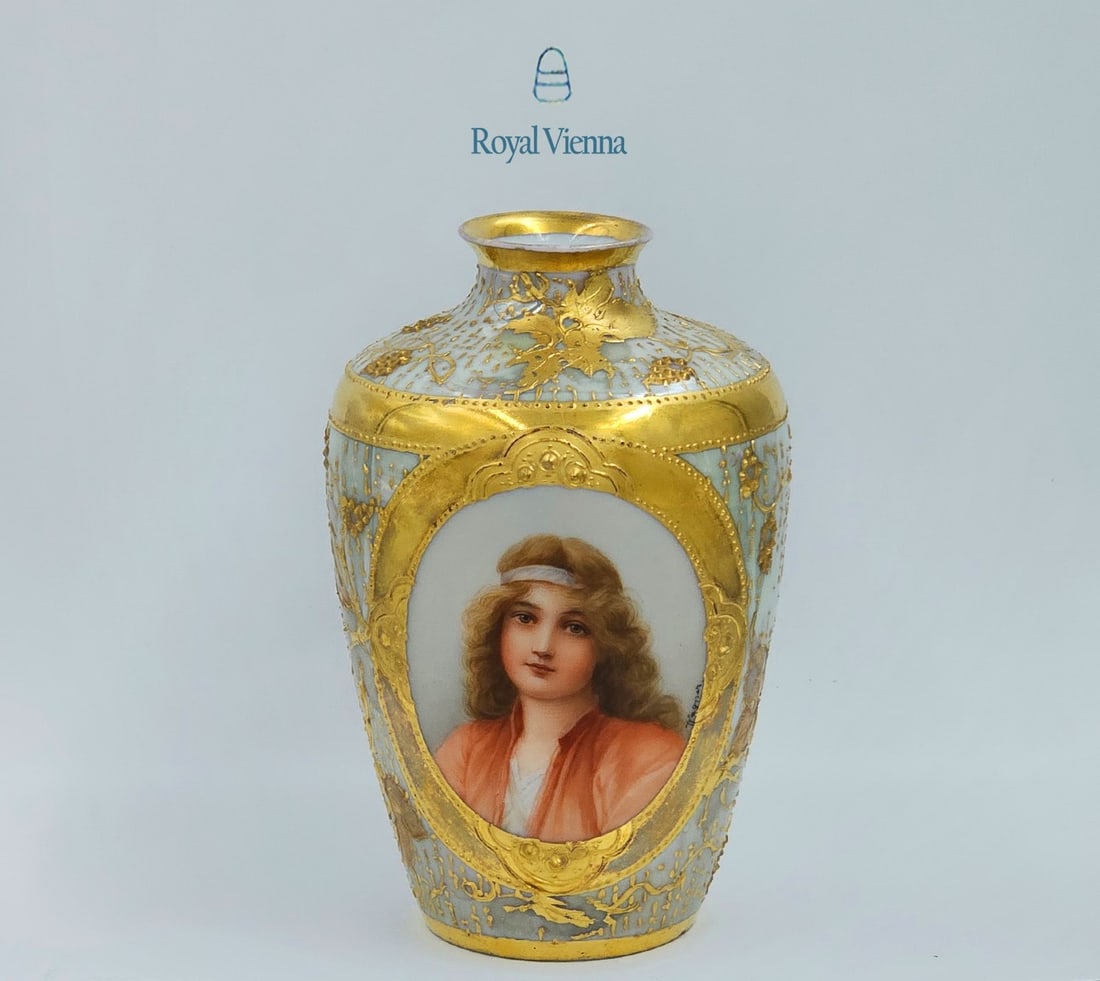 19th C. Hand Painted Royal Vienna Porcelain Vase Signed By Wagner (1 of 7)