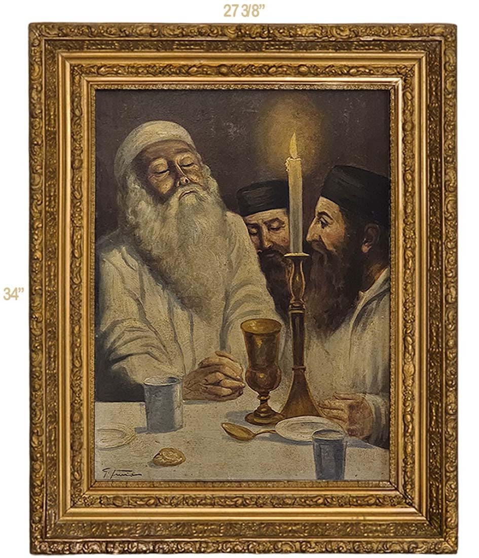 Signed Judaica Oil On Canvas Painting (1 of 10)