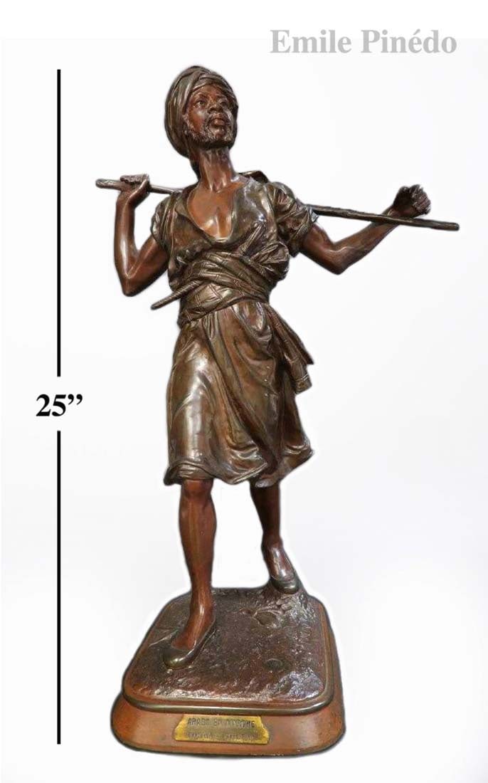 19th C. Emile Pinedo "Arabe En Marche" Bronze Figure (1 of 3)