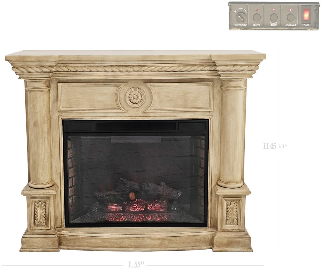 Realistic Electric Fireplace Freestanding Mantel (1 of 5)