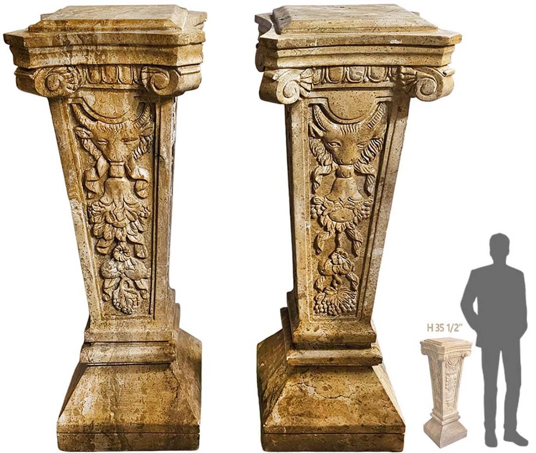 Large Pair Of French Figural Brown Marble Hand Carved Pedestals (1 of 12)