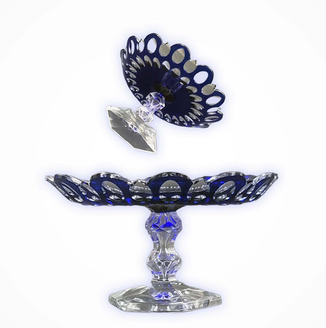Bohemian Crystal Glass Tazza Centerpiece: Bohemian Crystal Glass Tazza Centerpiece. H 4.5" x D 8"