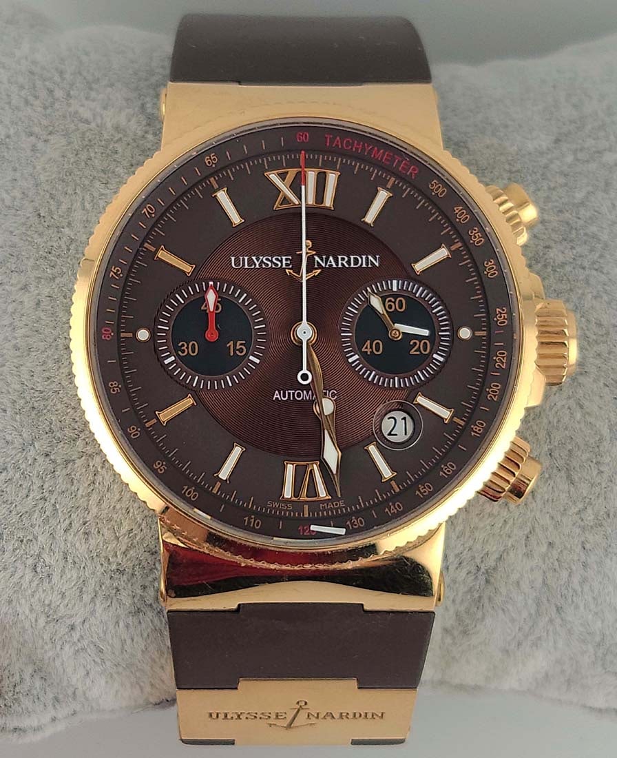 ULYSSE NARDIN, MAXI MARINE CHRONOGRAPH, 18K PINK GOLD, REF. 356-66, NO. 1714 (1 of 4)