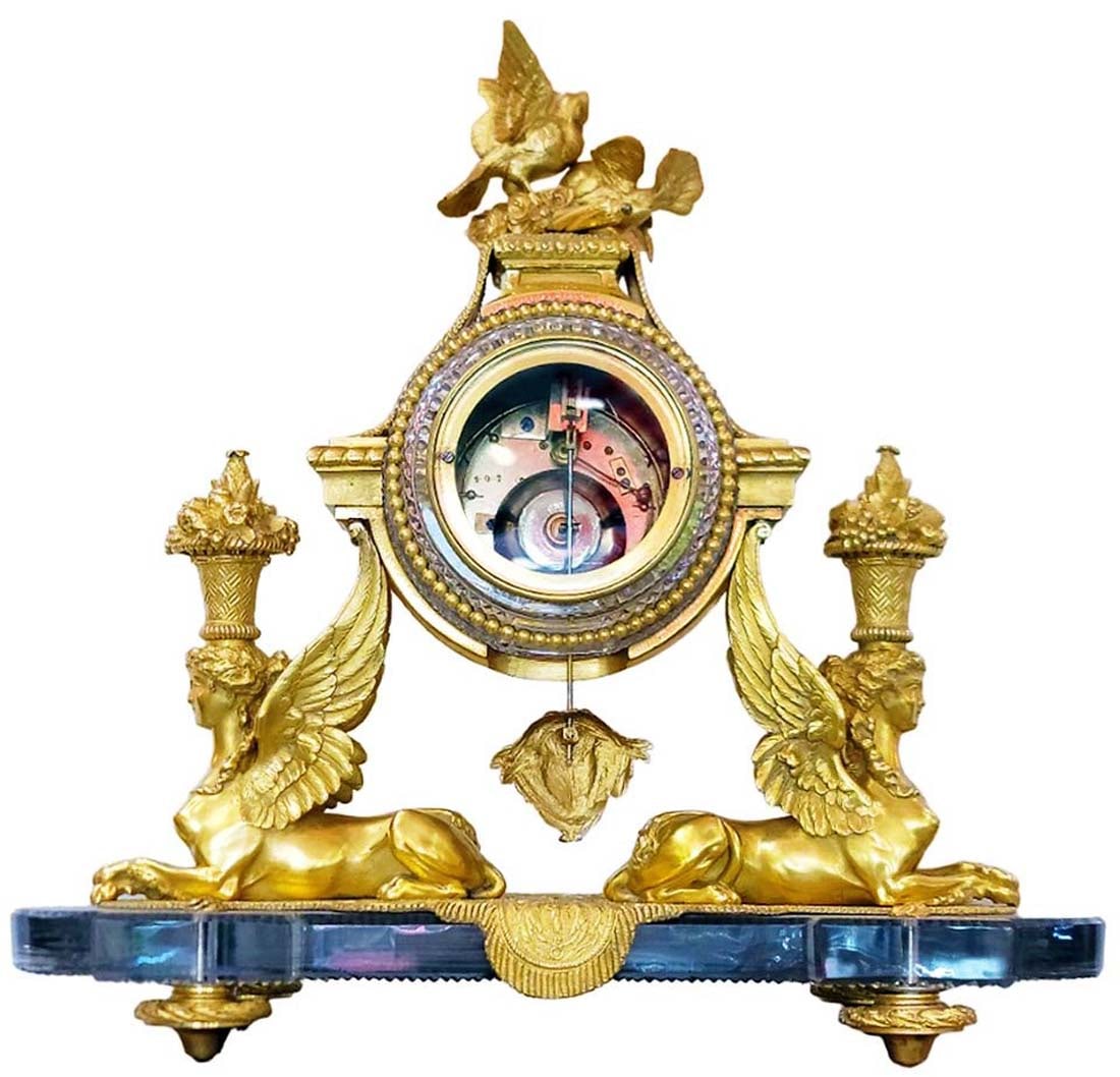 French Ormolu Mounted Cut Glass Baccarat Mantel Clock - 10