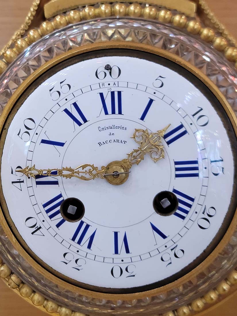 French Ormolu Mounted Cut Glass Baccarat Mantel Clock - 2