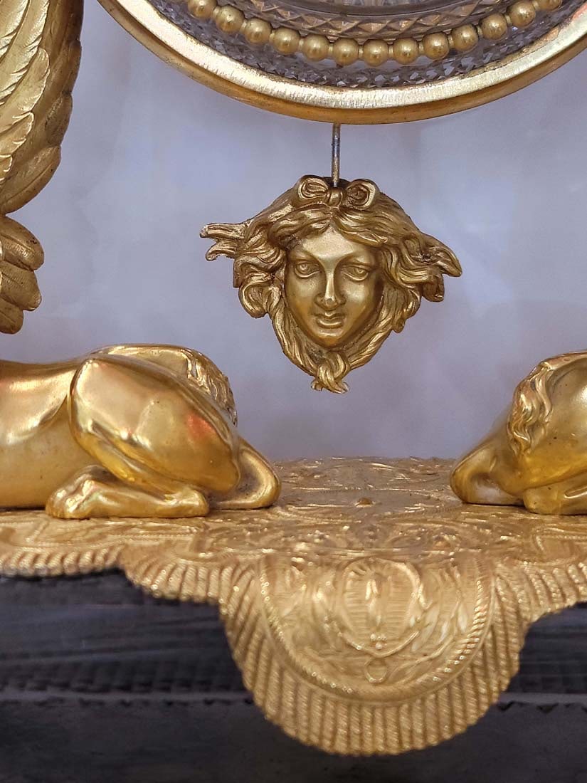 French Ormolu Mounted Cut Glass Baccarat Mantel Clock - 3