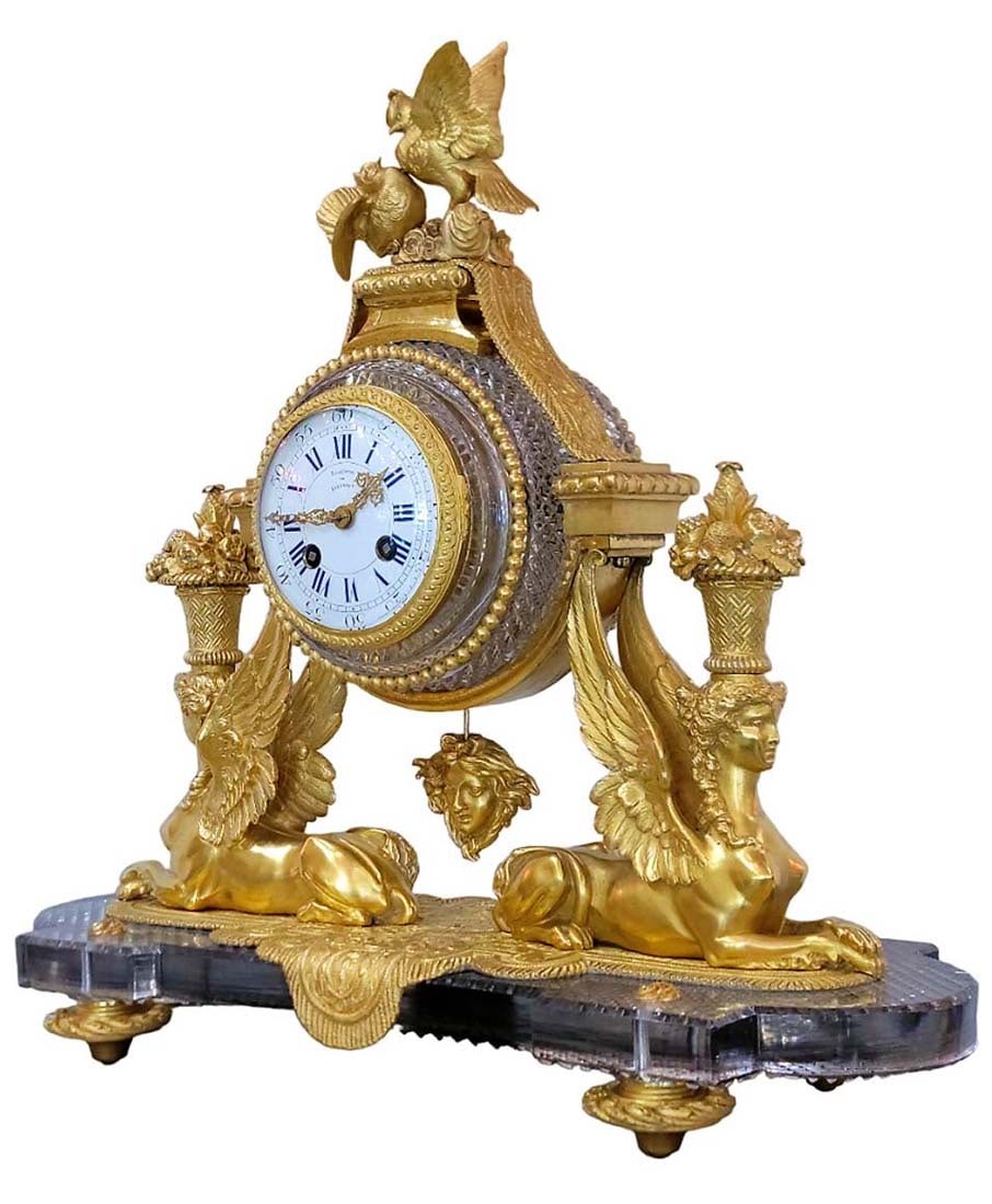 French Ormolu Mounted Cut Glass Baccarat Mantel Clock - 7