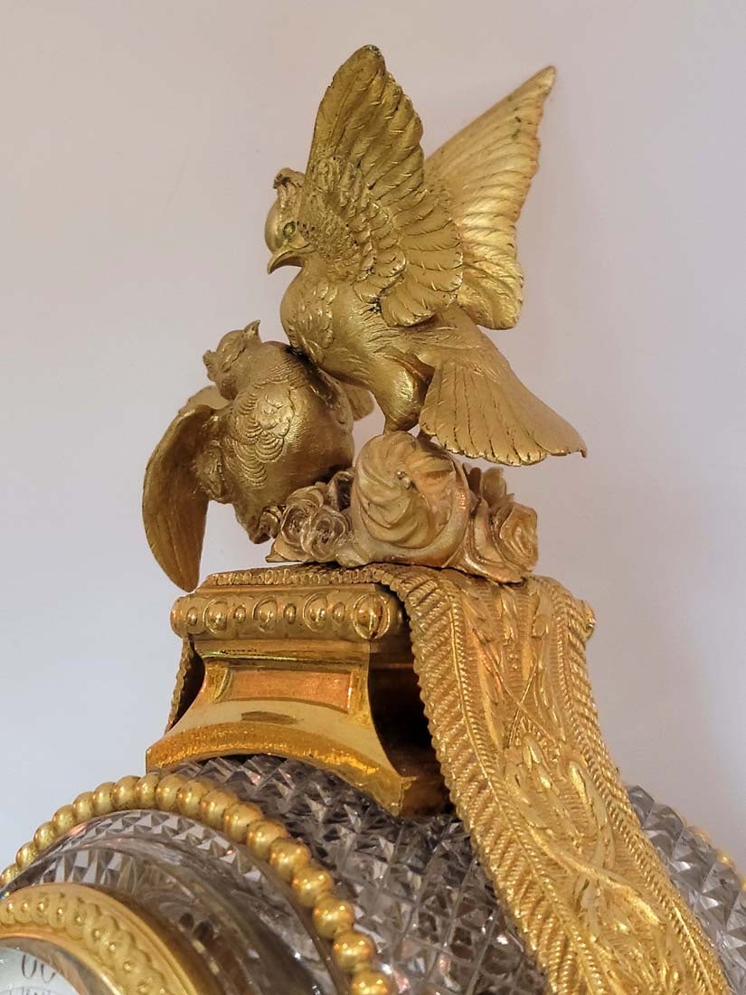 French Ormolu Mounted Cut Glass Baccarat Mantel Clock - 8