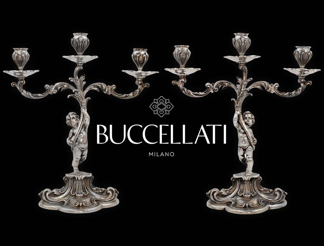 Pair of 800 Silver (3,117 g) Buccellati Candlesticks (1 of 19)