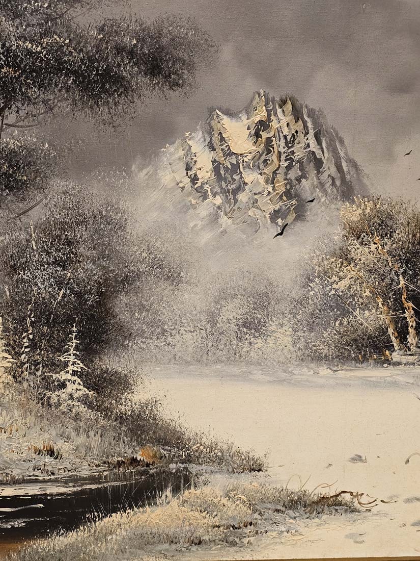 Large Oil On Canvas Winter In Nature Painting Signed By Dadashi - 10