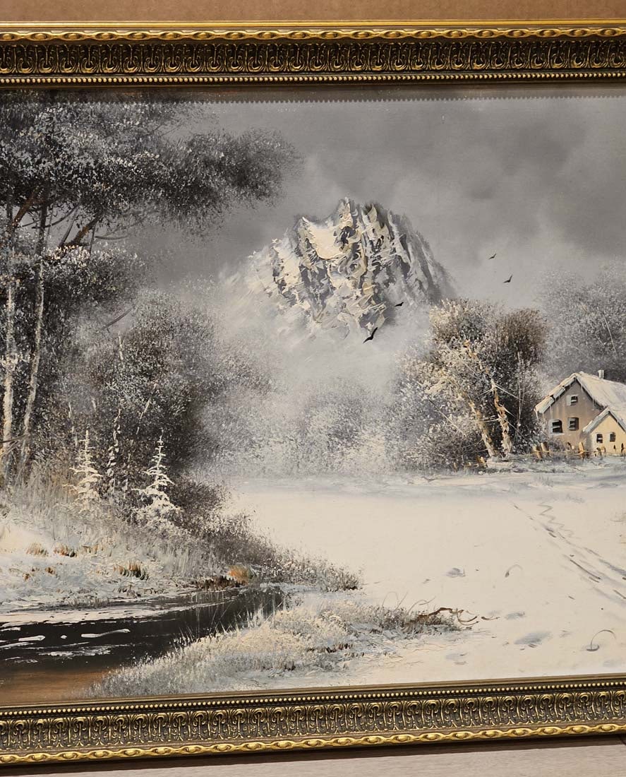 Large Oil On Canvas Winter In Nature Painting Signed By Dadashi - 4