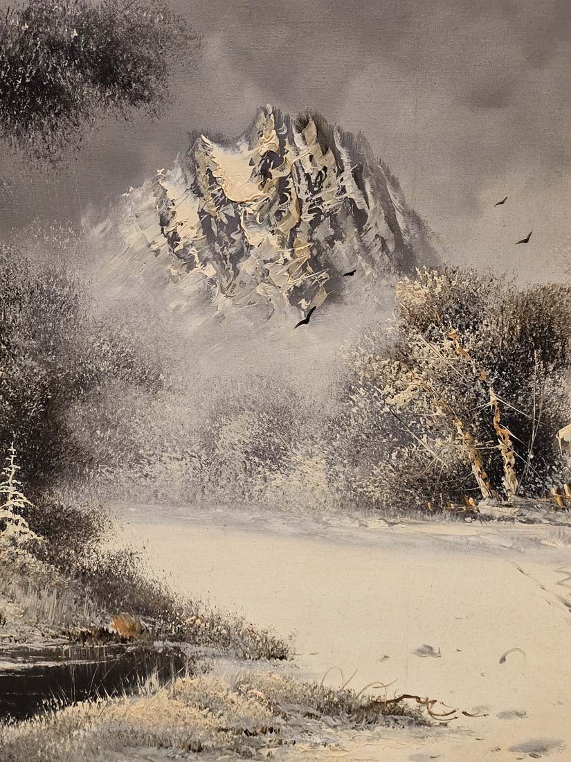 Large Oil On Canvas Winter In Nature Painting Signed By Dadashi - 8