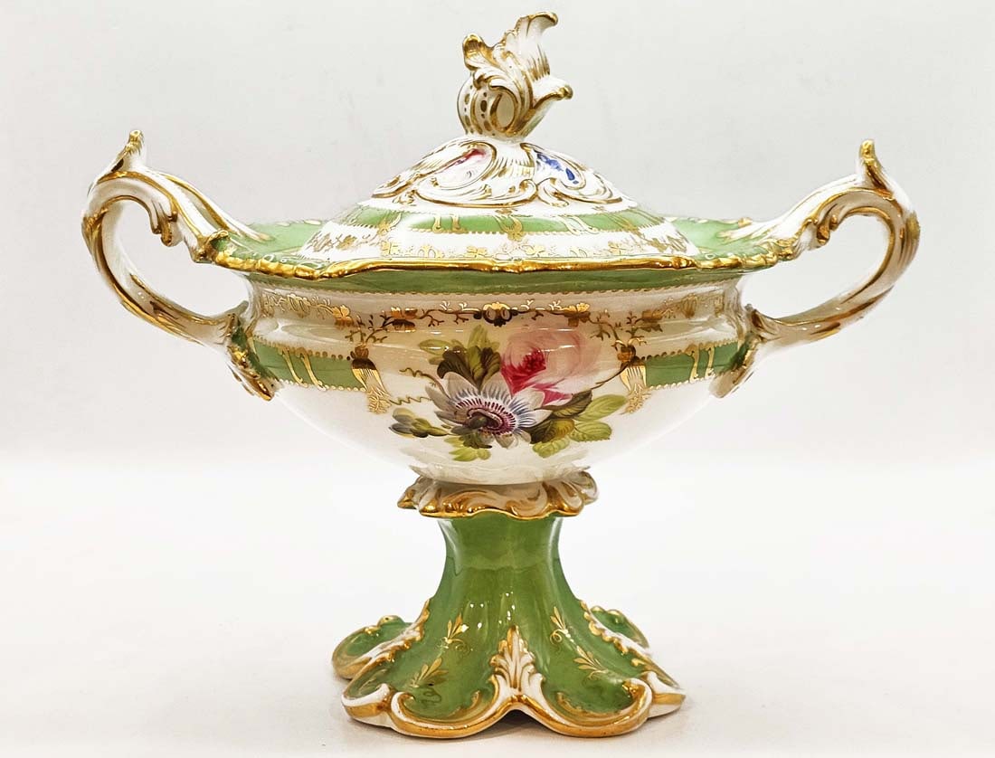 19th C. French Botanical Centerpiece: 19th C. French Botanical Centerpiece. H 8" x W 6 1/2" x L 9"