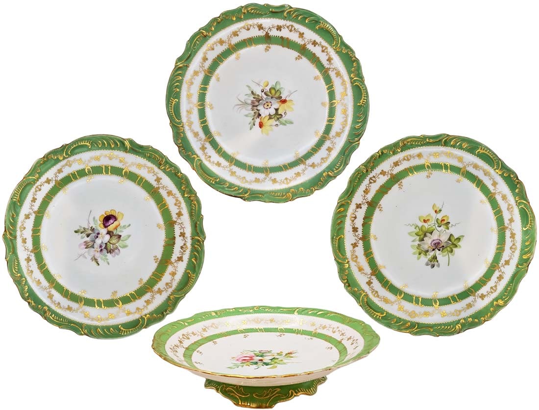 Pair Of 19th C. French Botanical Plates: Pair Of 19th C. French Botanical Plates. H 2 1/2" x D 9 1/4"