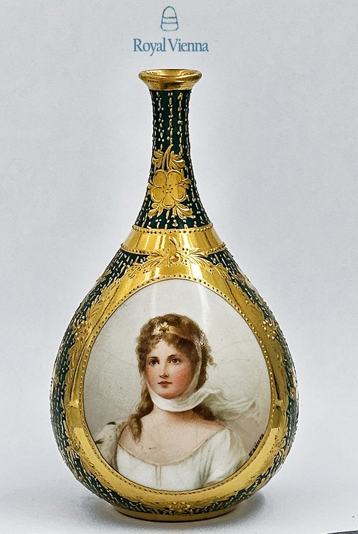 19th C. Hand Painted Royal Vienna Porcelain Vase Signed By Wagner: 19th C. Hand Painted Royal Vienna Porcelain Vase Signed By Wagner. H 5 1/4" x W 2 7/8"