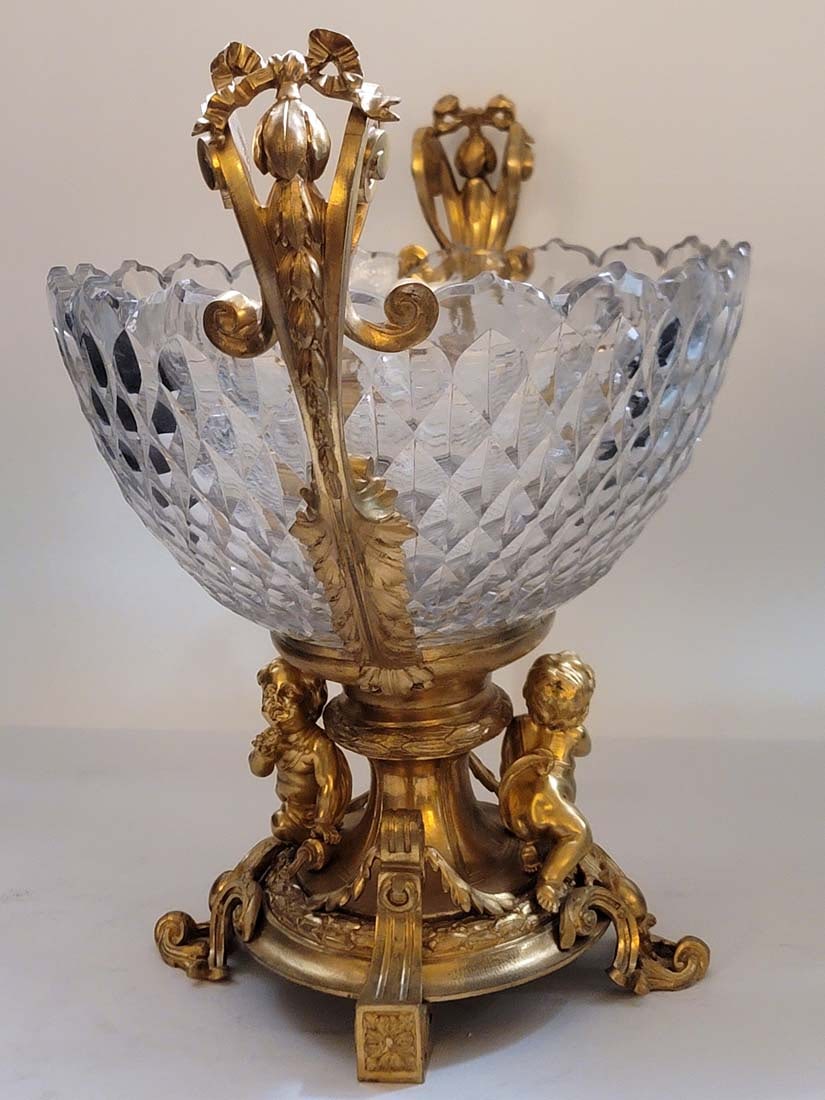 Very Large 19th C. Figural Bronze With Baccarat Crystal Centerpiece - 3
