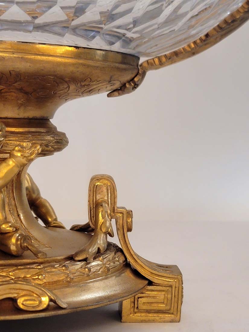 Very Large 19th C. Figural Bronze With Baccarat Crystal Centerpiece - 7