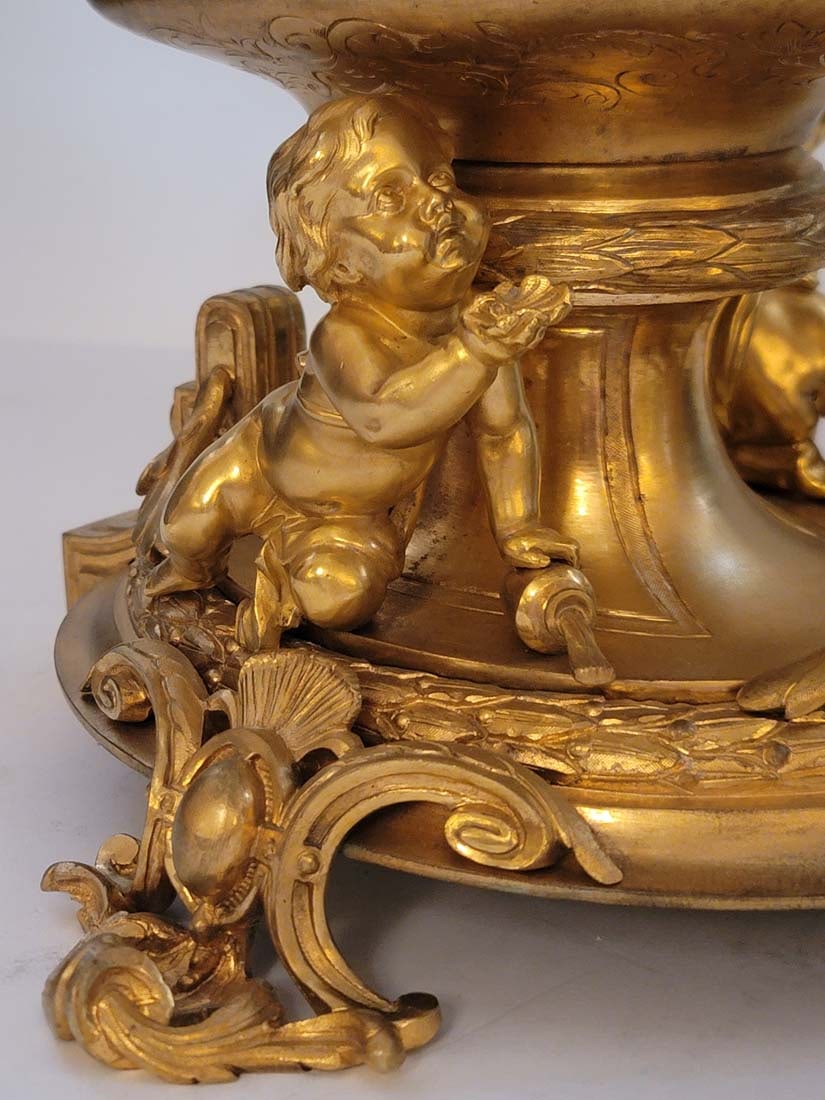 Very Large 19th C. Figural Bronze With Baccarat Crystal Centerpiece - 8