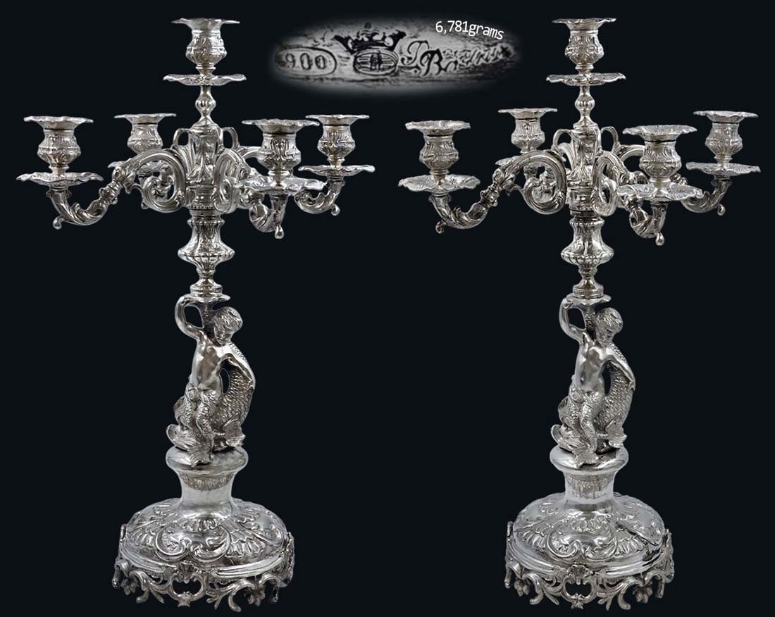 Pair of 900 Silver (6,781g) Figural Candelabras (1 of 20)