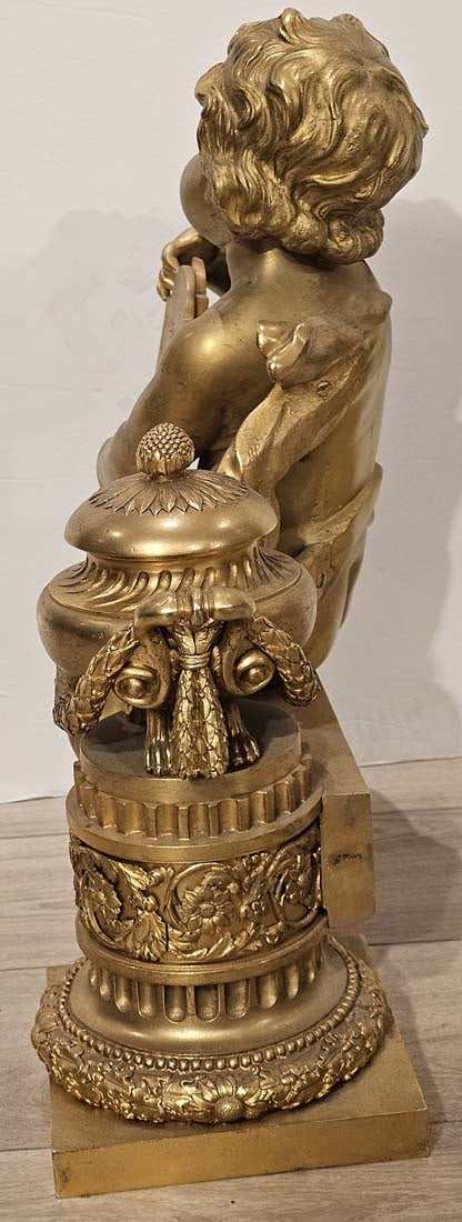 Signed, 19th C. French Judaica Fireplace Surround Moses & Pharaoh Figural Bronze Cherubs Chenets - 11