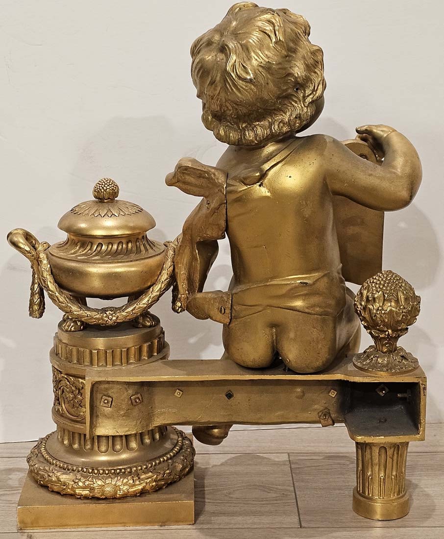 Signed, 19th C. French Judaica Fireplace Surround Moses & Pharaoh Figural Bronze Cherubs Chenets - 12