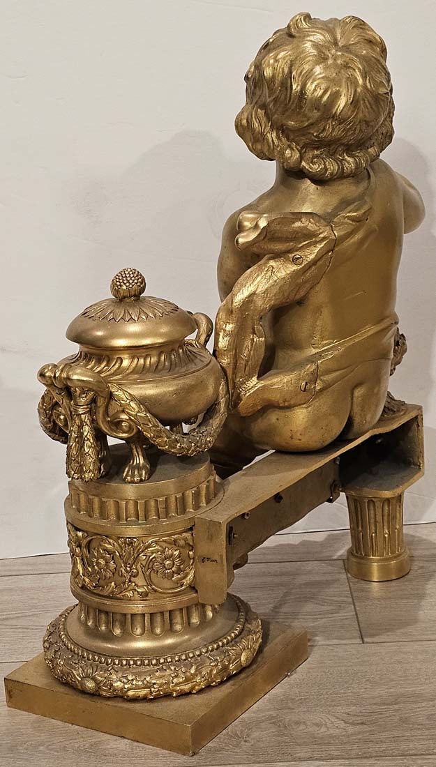 Signed, 19th C. French Judaica Fireplace Surround Moses & Pharaoh Figural Bronze Cherubs Chenets - 13