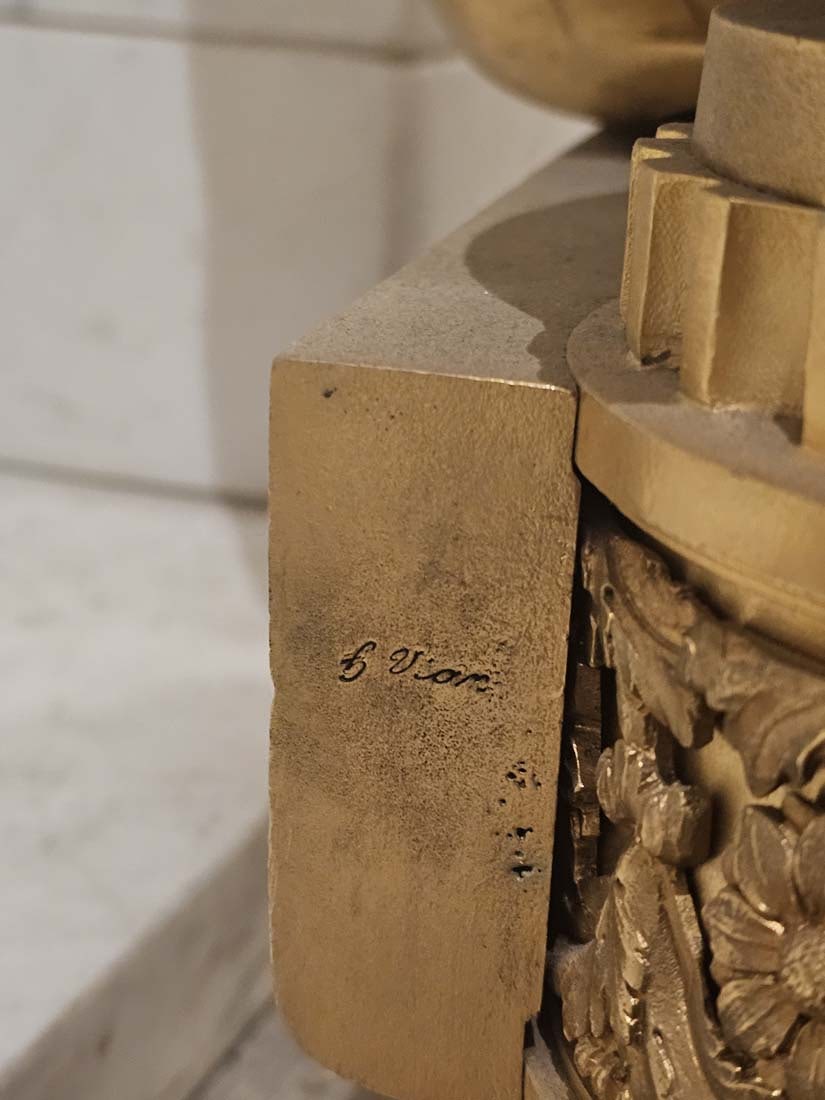 Signed, 19th C. French Judaica Fireplace Surround Moses & Pharaoh Figural Bronze Cherubs Chenets - 14