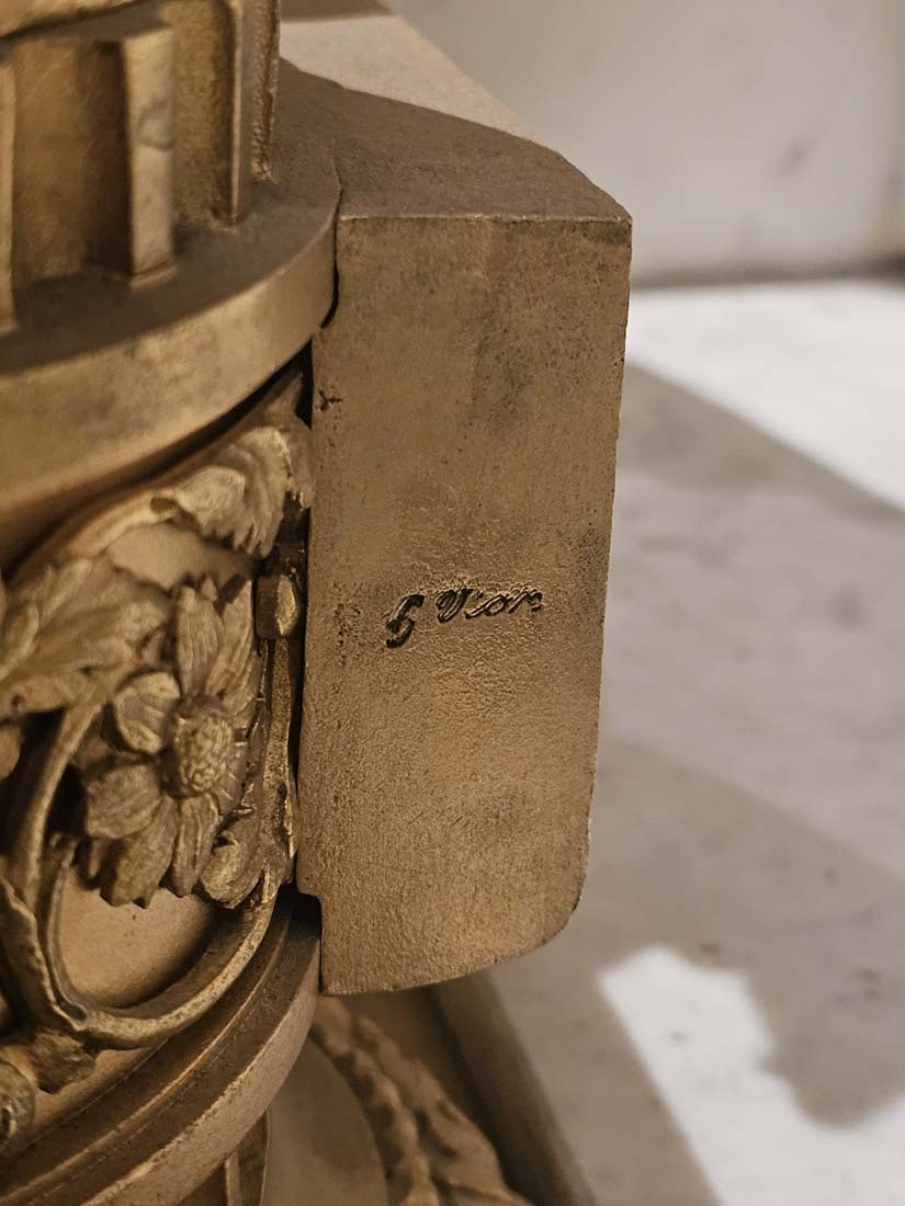 Signed, 19th C. French Judaica Fireplace Surround Moses & Pharaoh Figural Bronze Cherubs Chenets - 15