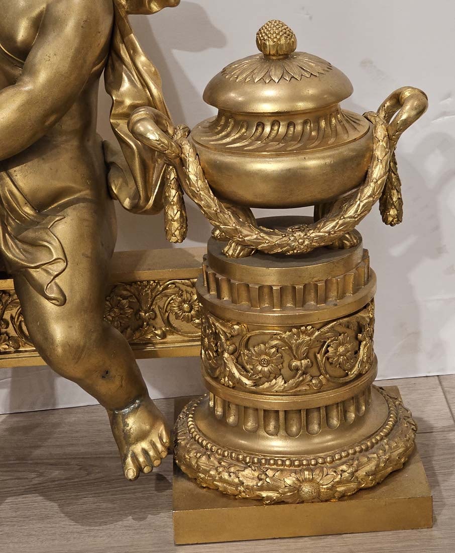 Signed, 19th C. French Judaica Fireplace Surround Moses & Pharaoh Figural Bronze Cherubs Chenets - 9