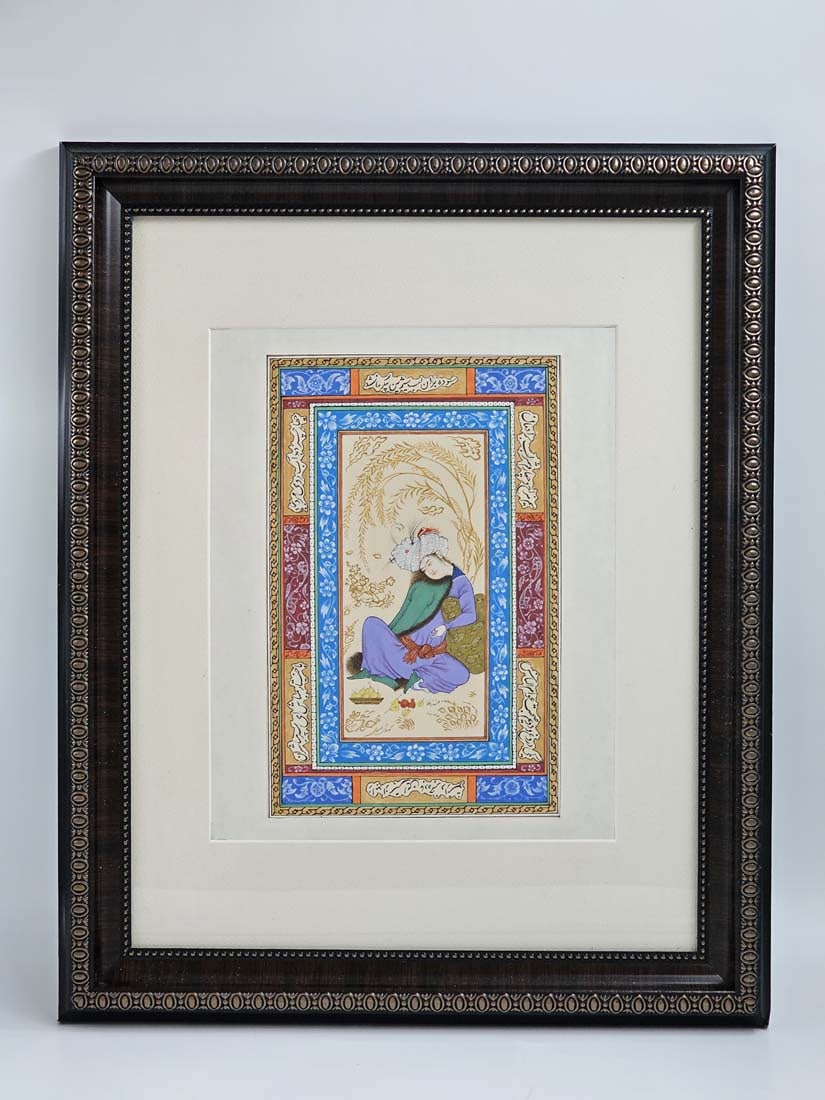 Persian miniature Painting Watercolor & Gouache Signed By Koroush Samadi: Persian miniature Painting Watercolor & Gouache Signed By Koroush Samadi. 16 1/4" x 13 1/8"