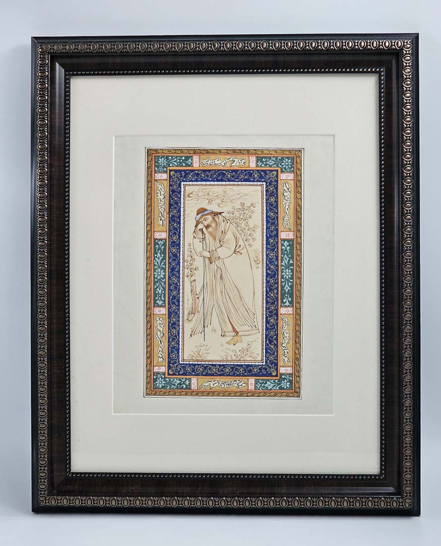 Persian miniature Painting Watercolor & Gouache Signed By Koroush Samadi: Persian miniature Painting Watercolor & Gouache Signed By Koroush Samadi. 16 1/4" x 13 1/8"