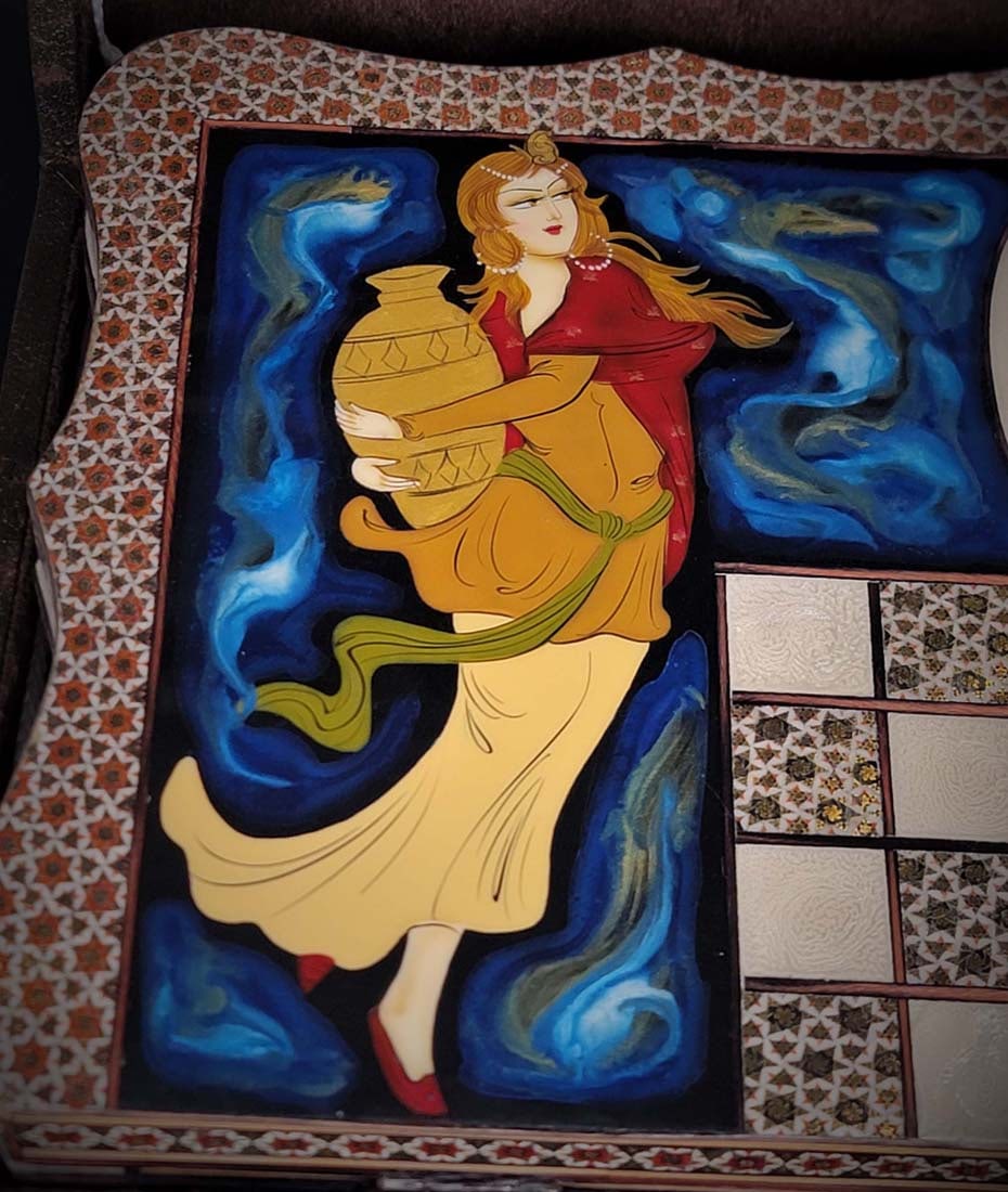 Persian Hand Painted Isfahan ' Khatam ' Backgammon set - 4