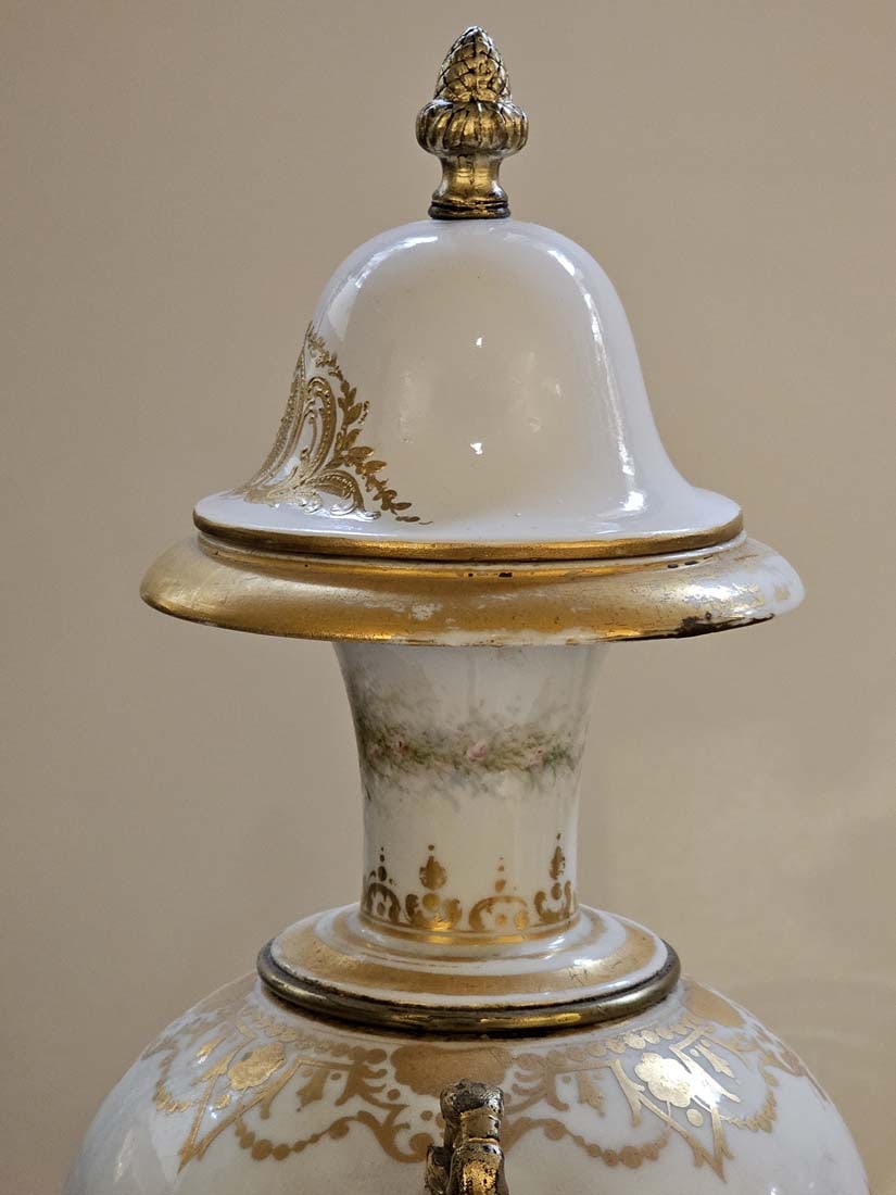 Large Pair Of Large 19th C. French Hand Painted Sevres Urns - 10