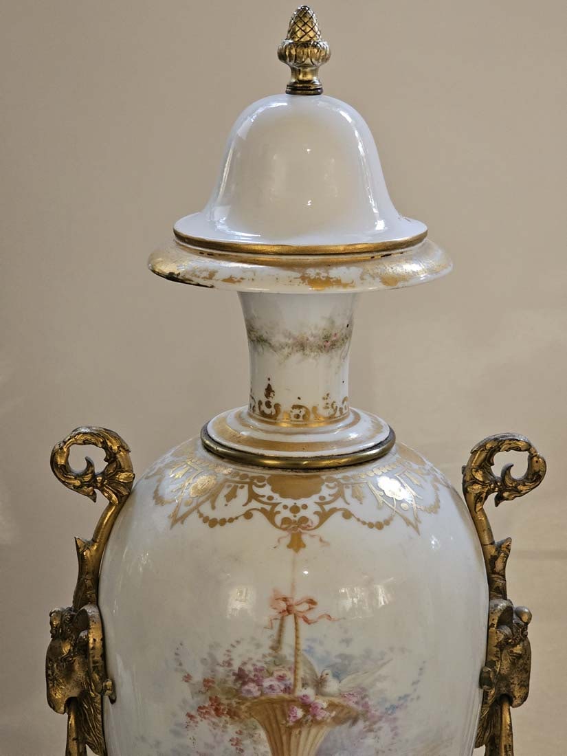 Large Pair Of Large 19th C. French Hand Painted Sevres Urns - 11
