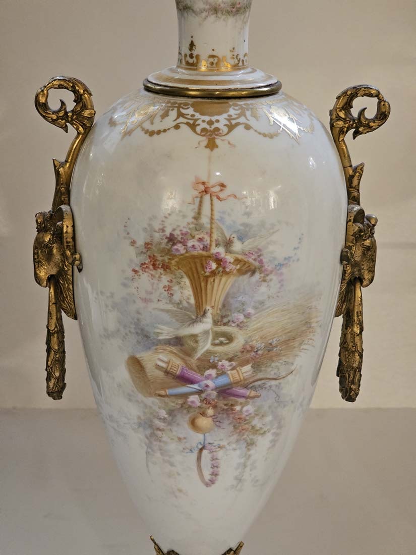 Large Pair Of Large 19th C. French Hand Painted Sevres Urns - 12