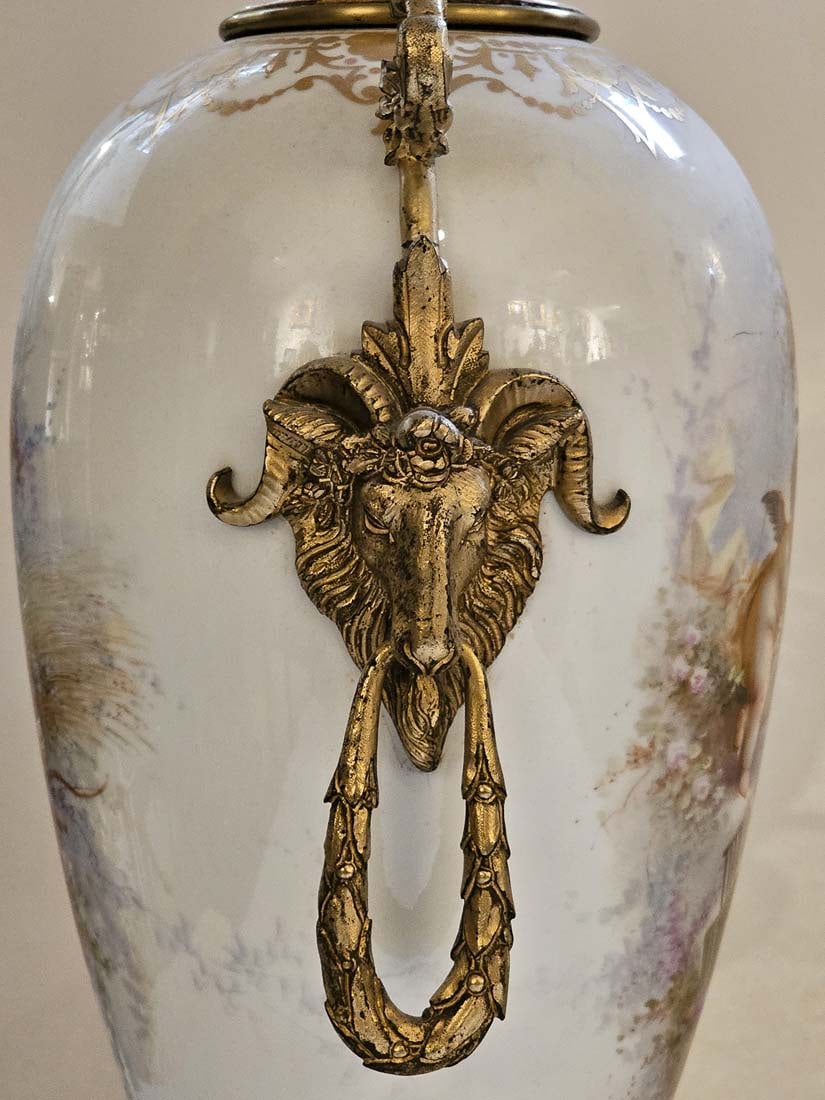 Large Pair Of Large 19th C. French Hand Painted Sevres Urns - 14