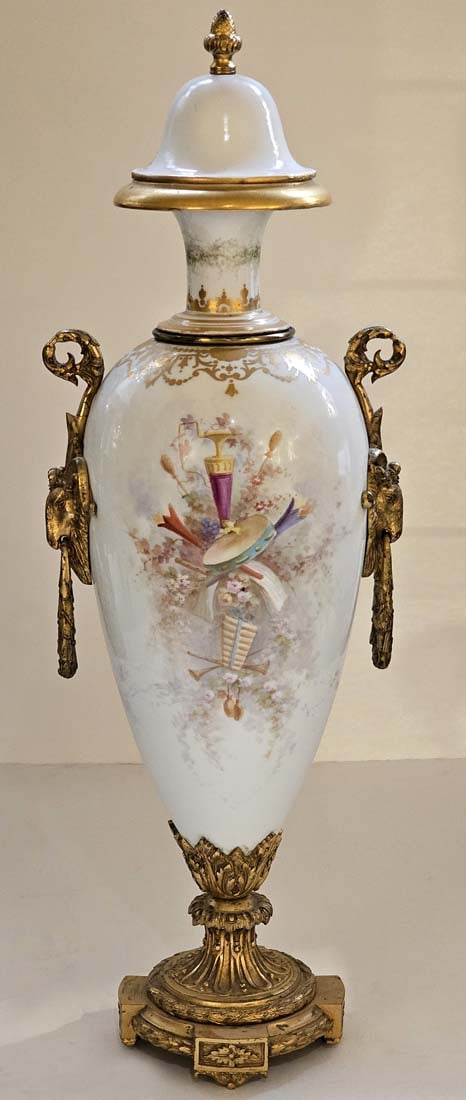 Large Pair Of Large 19th C. French Hand Painted Sevres Urns - 15