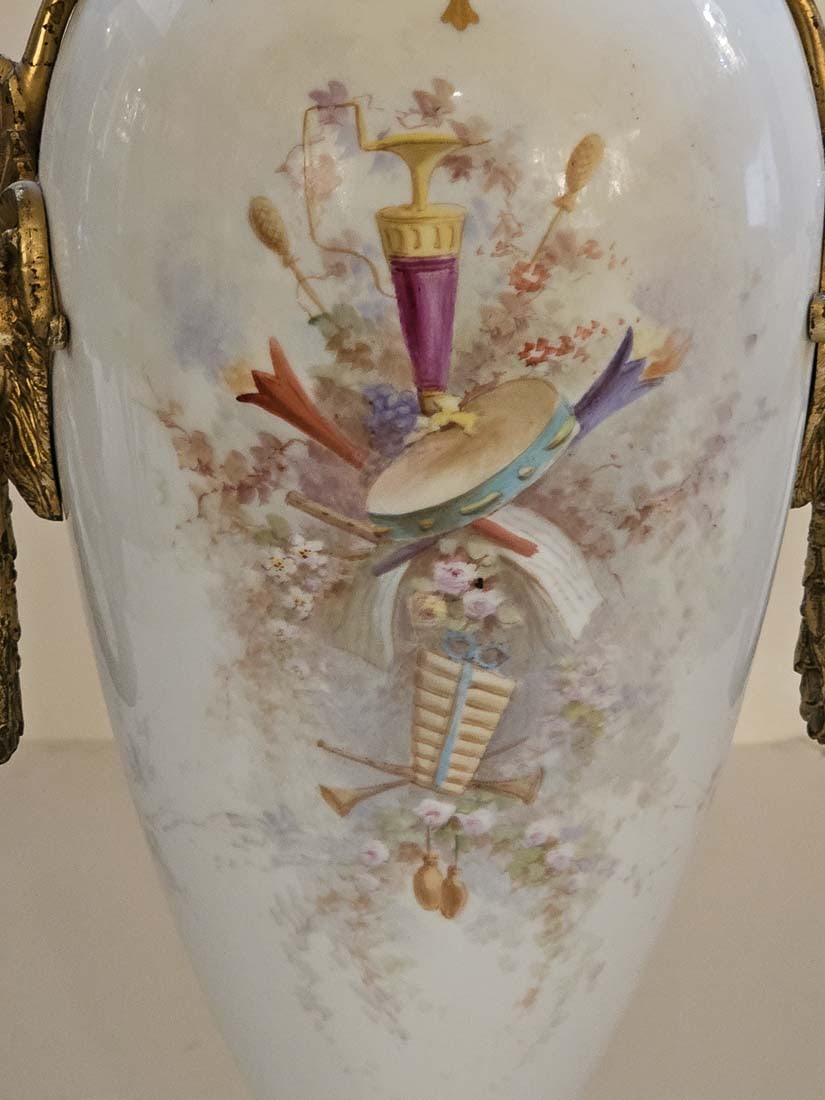 Large Pair Of Large 19th C. French Hand Painted Sevres Urns - 16