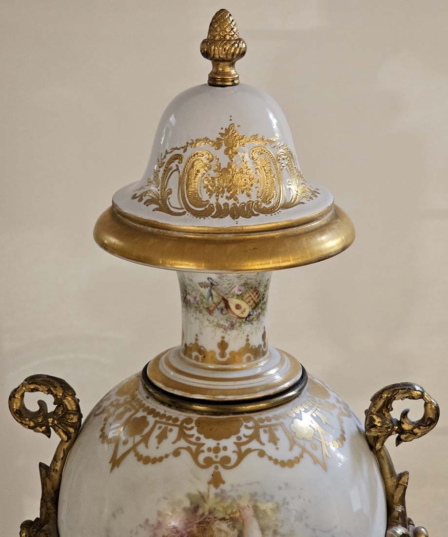 Large Pair Of Large 19th C. French Hand Painted Sevres Urns - 3