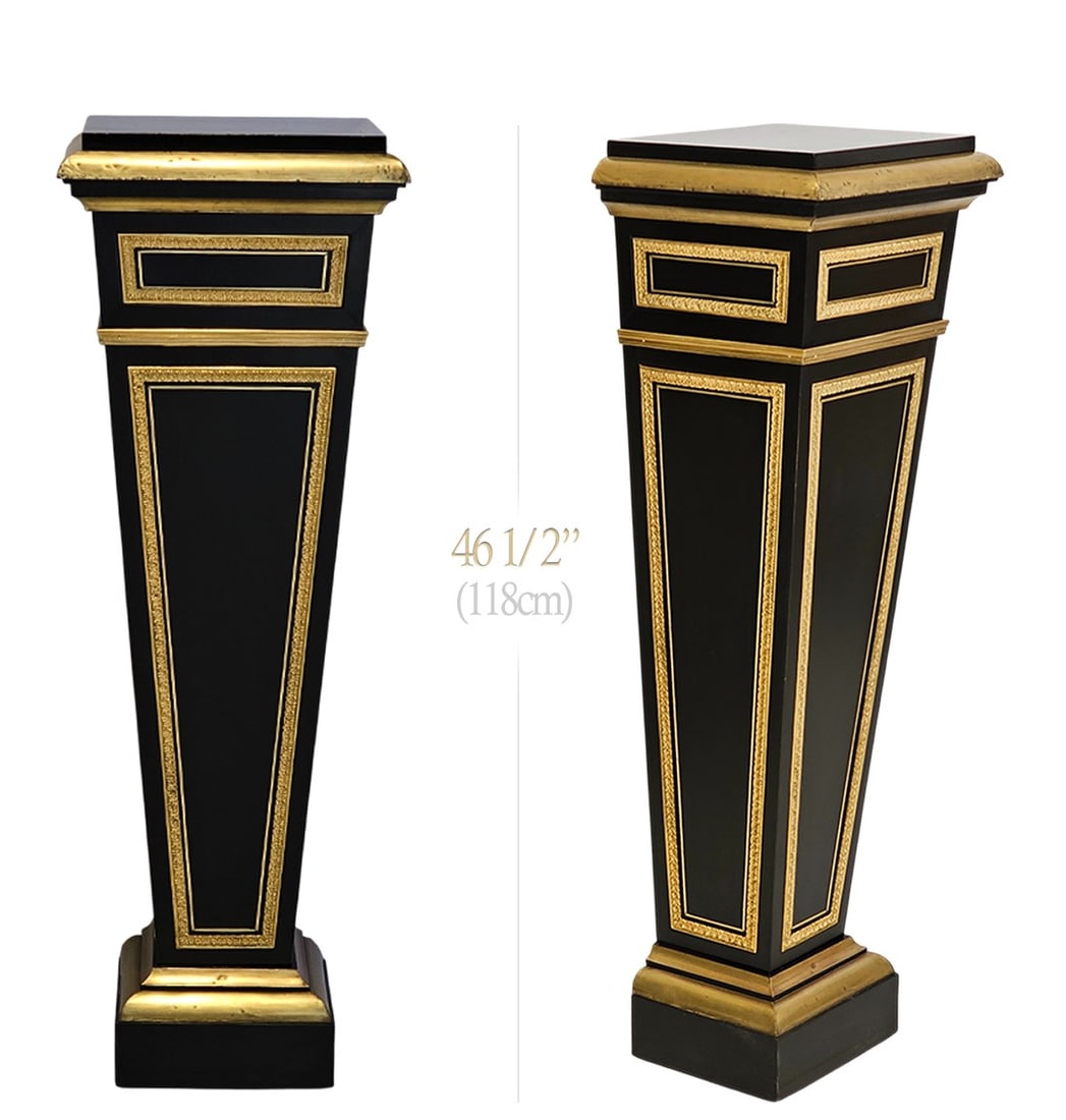 Pair Of French Louis XIV Style Bronze Mounted Pedestals: Pair Of French Louis XIV Style Bronze Mounted Pedestals. H 46 1/2" x W 13" x L 15 7/8"