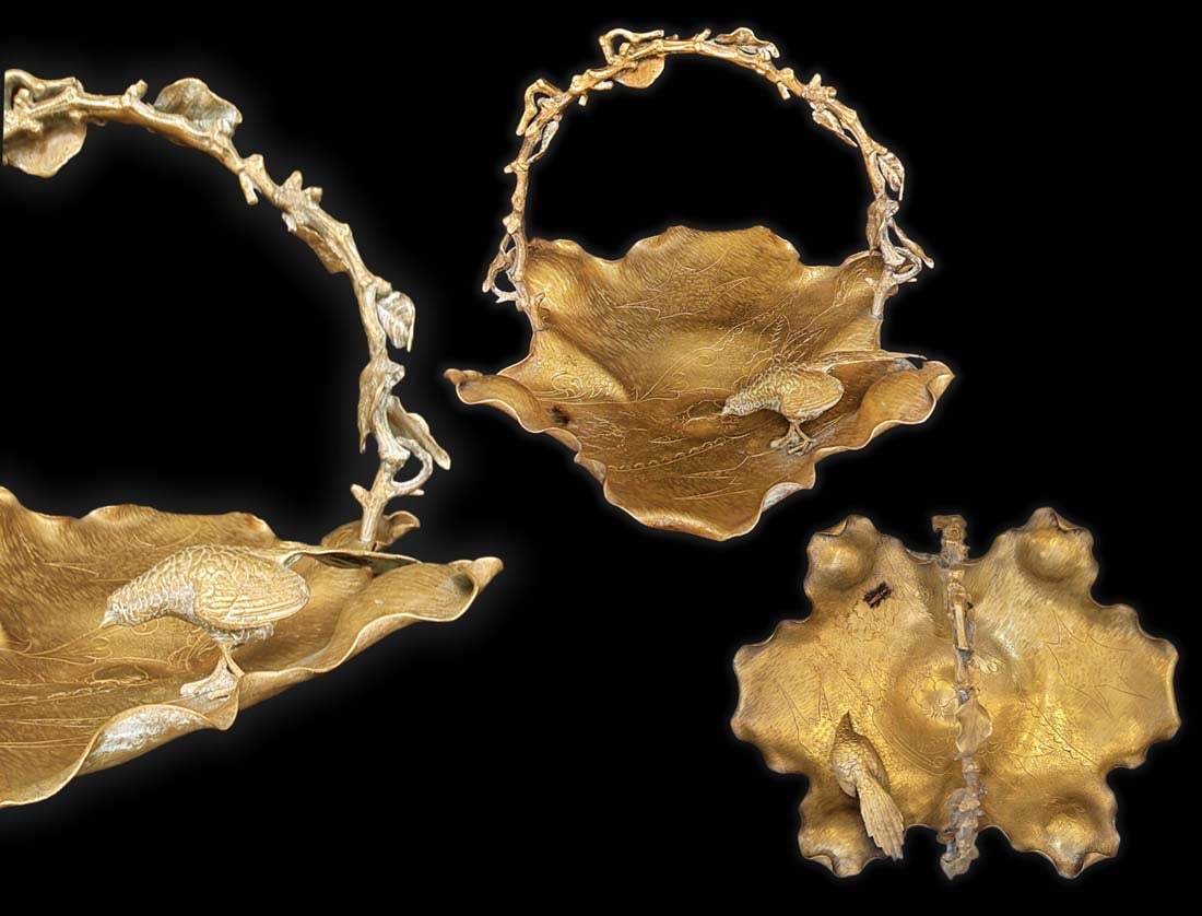 Bronze Figural Center Piece, Bird & Insect (1 of 8)