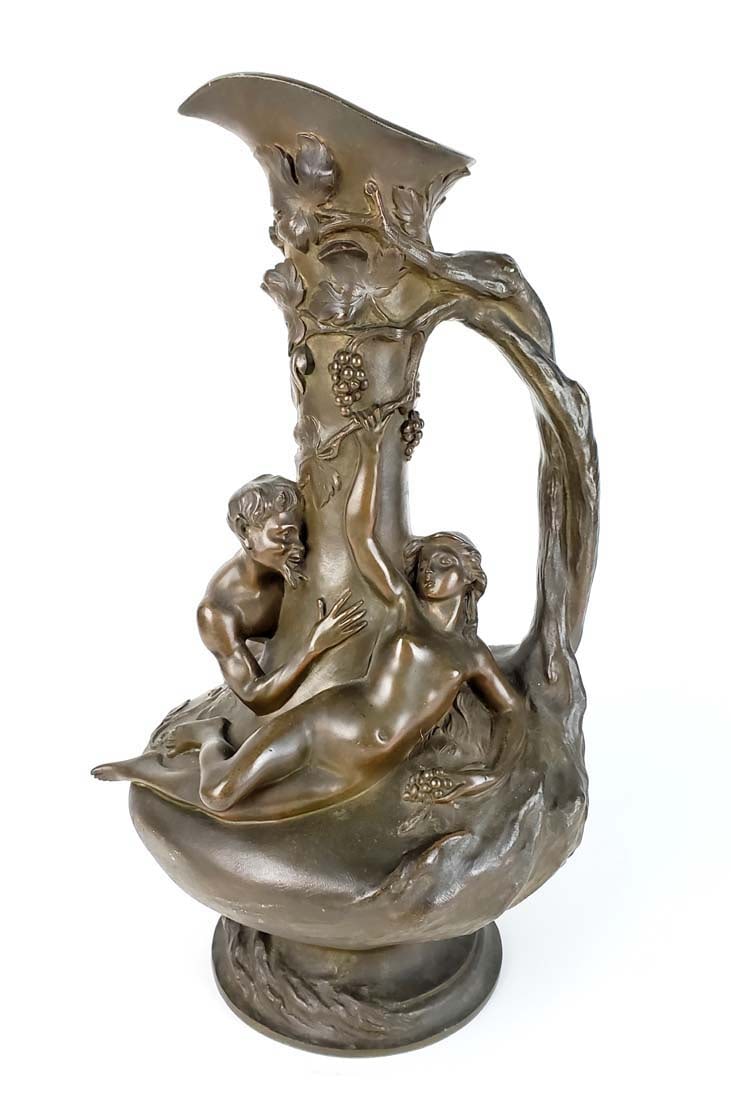 19th C. Figural Bronze Urn Signed Noel Ruffier 1847-1921, France (1 of 6)
