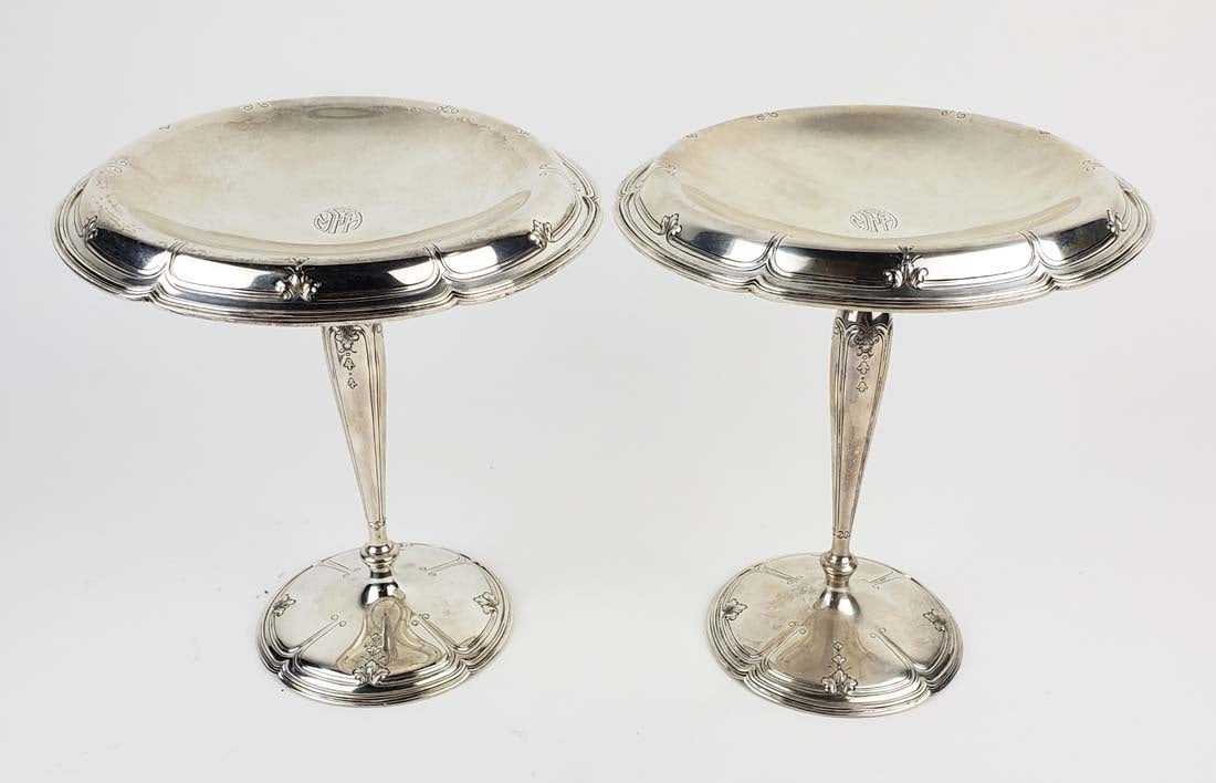Pair of Sherve & Co. Sterling Silver Weighted Tazzas: Pair of Sherve & Co. Sterling Silver Weighted Tazzas. They measure H: 7 3/4" W: 7 1/4". Total weight is 985 grams