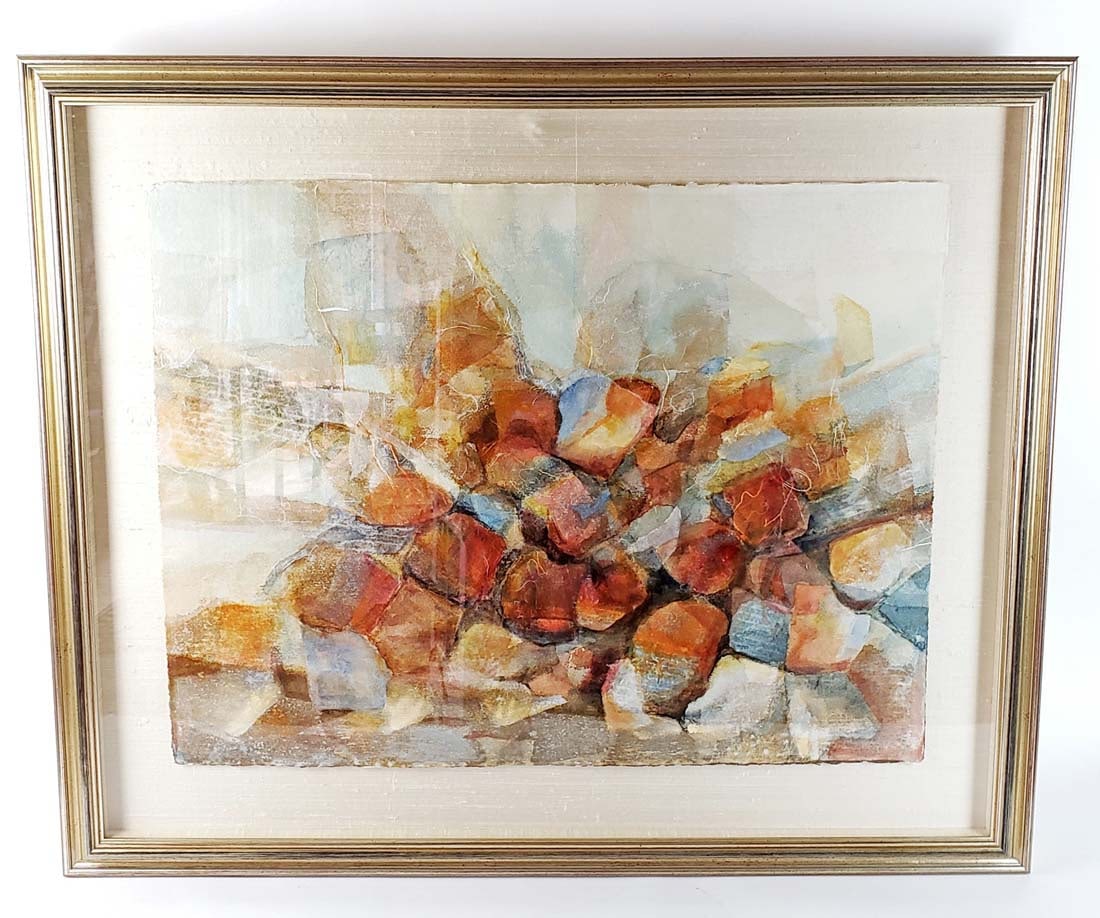 Framed Modern Contemperary Painting: Framed Modern Contemperary Painting. The frame measures 32" x 38" and the canvas measures 32" x 38" and the canvas measures 29 1/2" x 22"