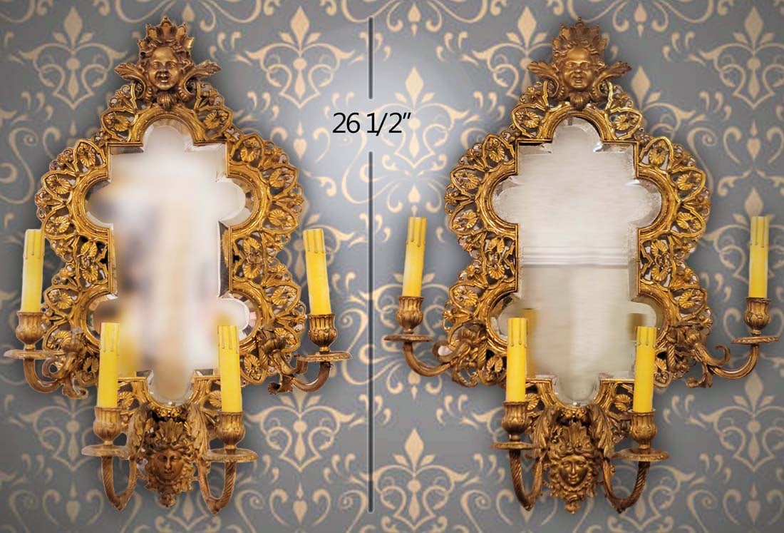 Pair Of 19th C. French Figural Bronze Wall Sconces (1 of 5)